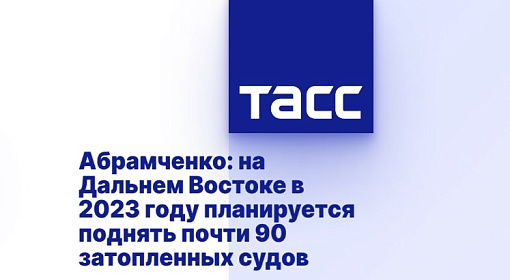 Абрамченко: на Дальнем Востоке в 2023 году планируется поднять почти 90 затопленных судов